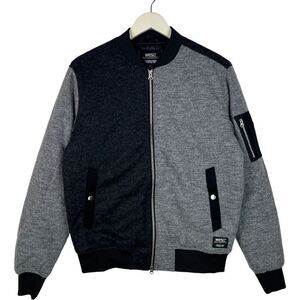 New Wesc Mumel Women  US M Bomber Jacket Melange Grey Colorblock Flannel Unisex